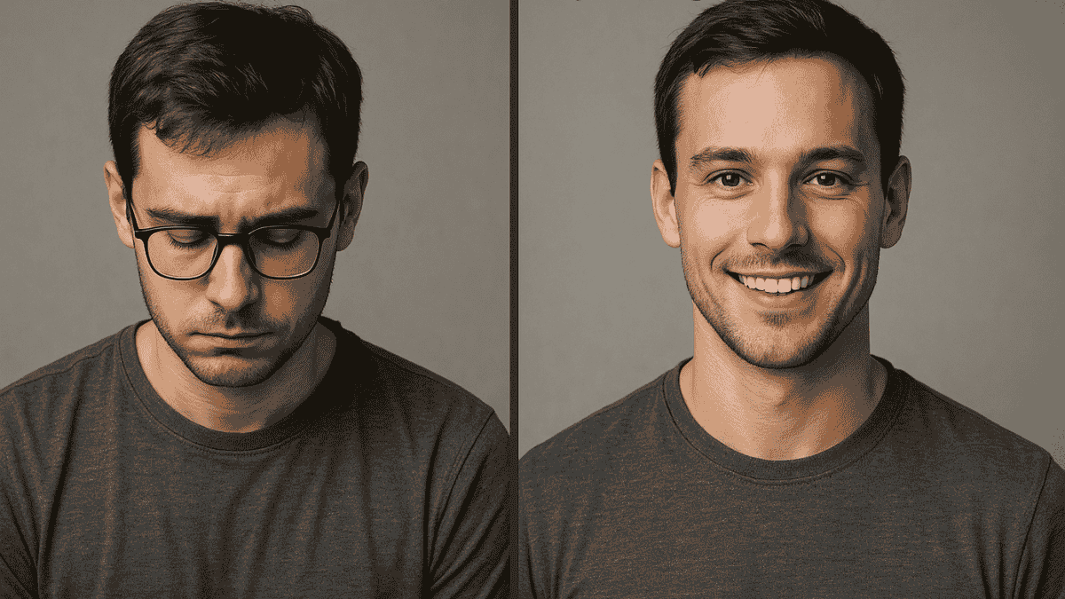 Comparison image showing increase in confidence after LASIK surgery