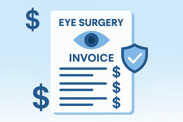 Graph and icons symbolizing LASIK cost and insurance coverage