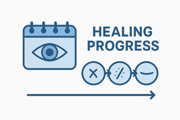 Illustrated recovery timeline after laser eye surgery