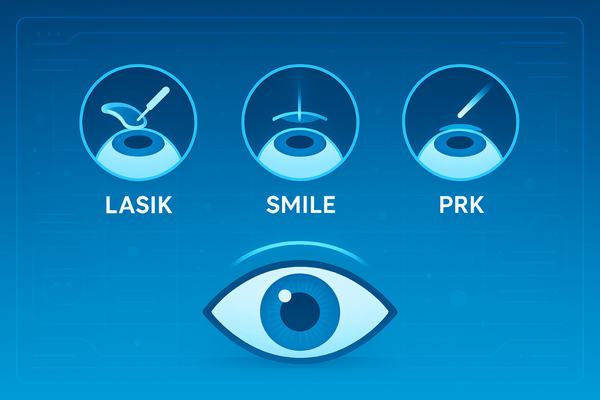 Icons representing various types of laser eye surgery