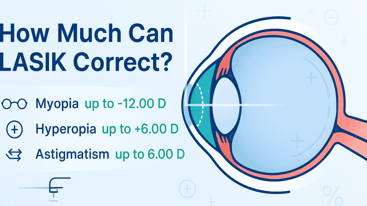 How much can LASIK correct visual representation of myopia, hyperopia, and astigmatism correction ranges