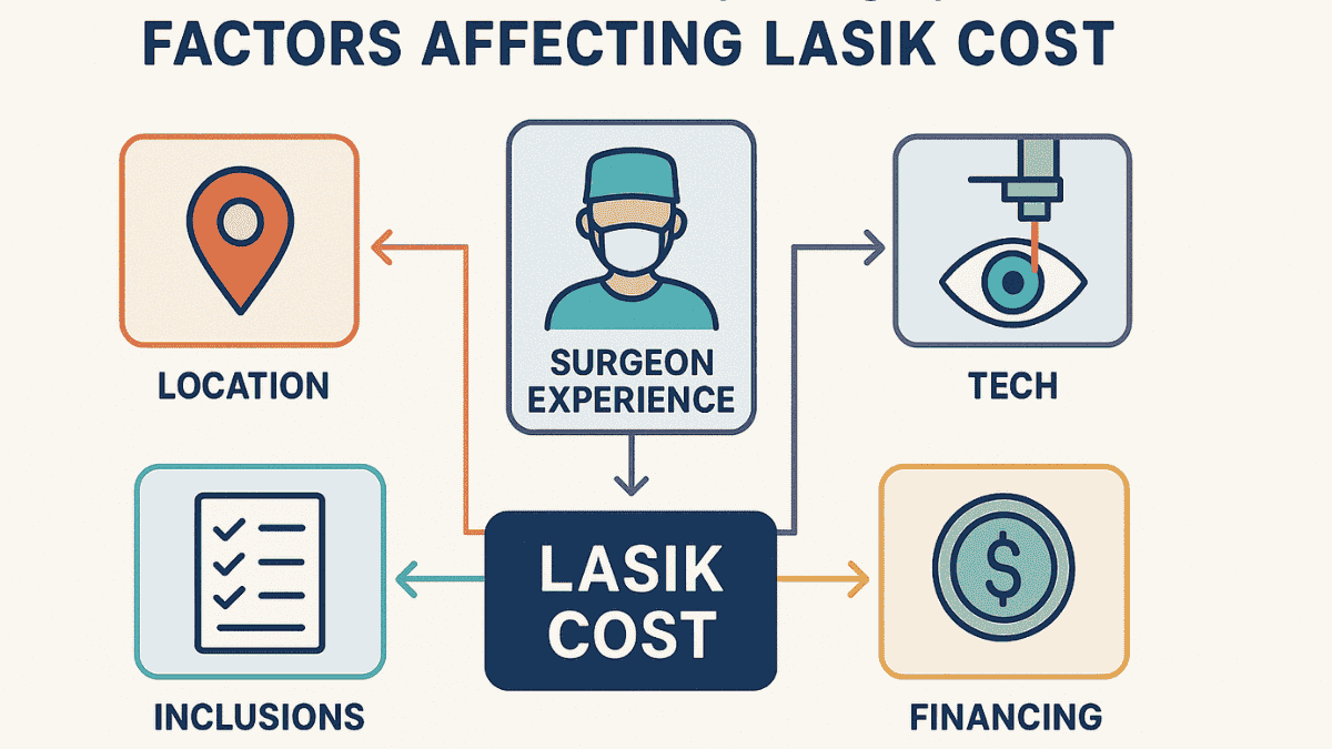 Flowchart of 5 cost-driving factors in LASIK procedures