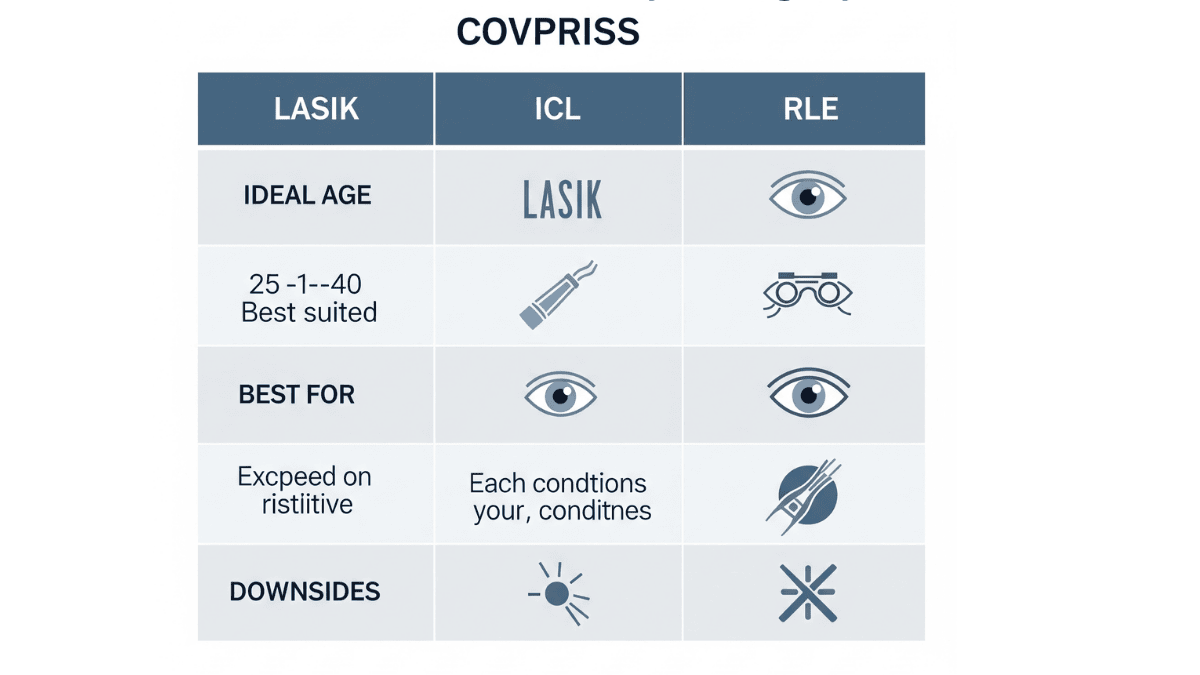 Visual guide to alternatives for people not suited to LASIK