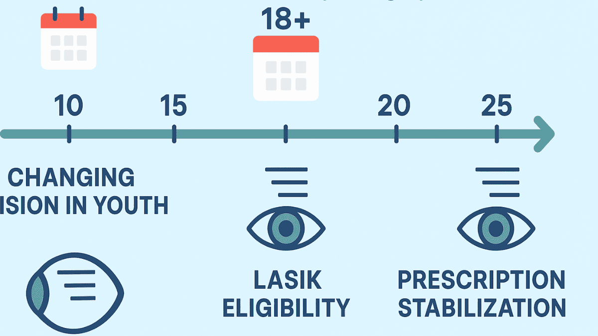 Minimum age for laser eye surgery illustrated in a medical age timeline