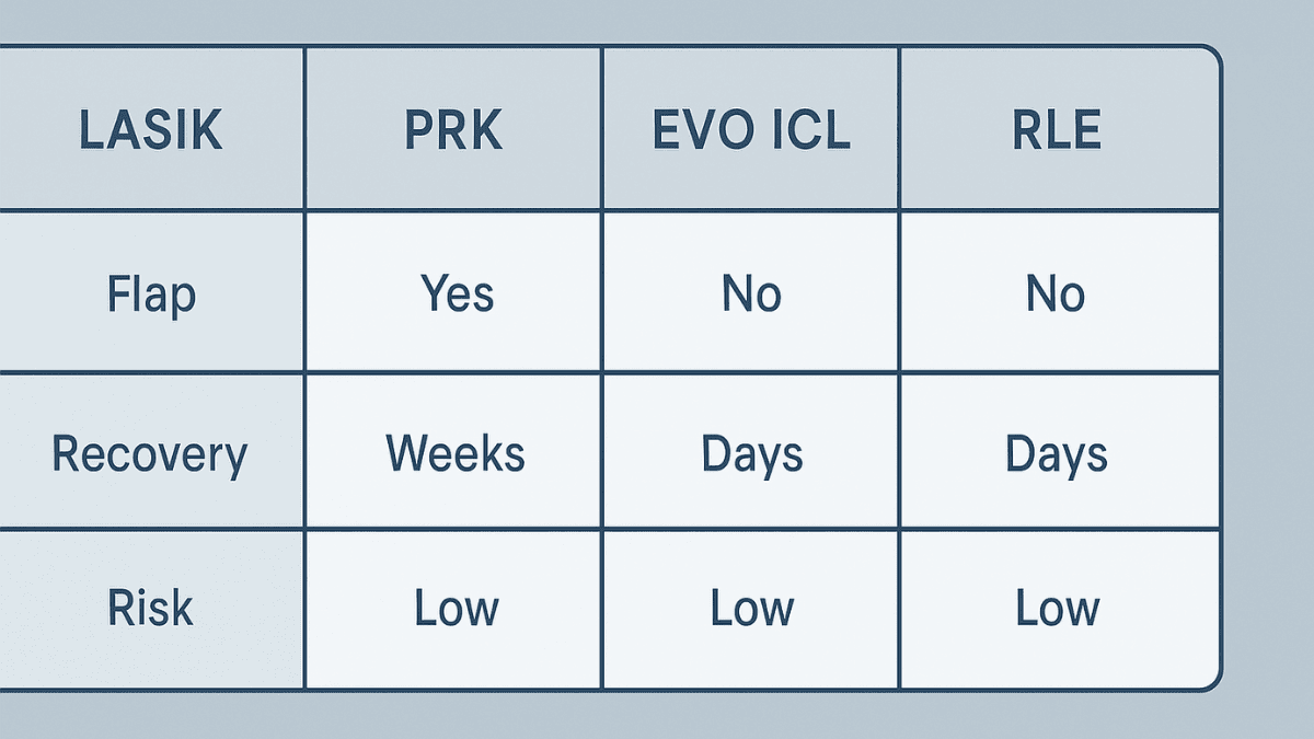 Alternatives to LASIK surgery visual comparison
