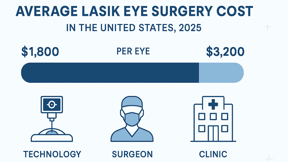 Average LASIK eye surgery cost per eye in the United States in 2025
