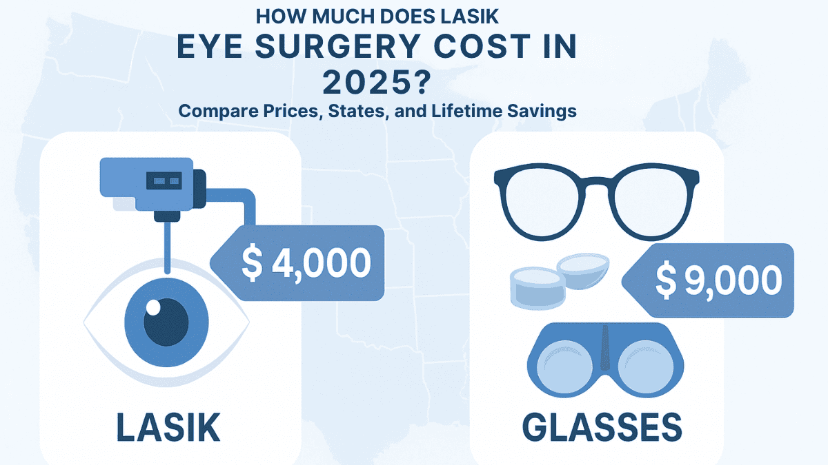 LASIK eye surgery cost comparison with glasses and contact lenses in 2025