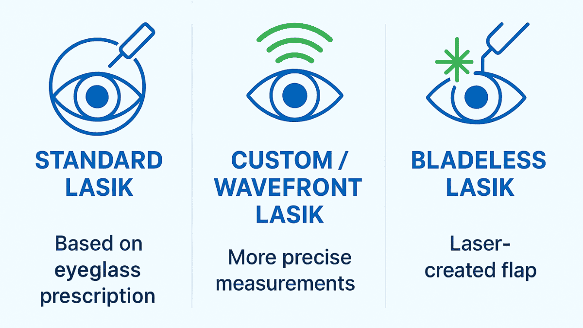 Infographic comparing types of LASIK technologies