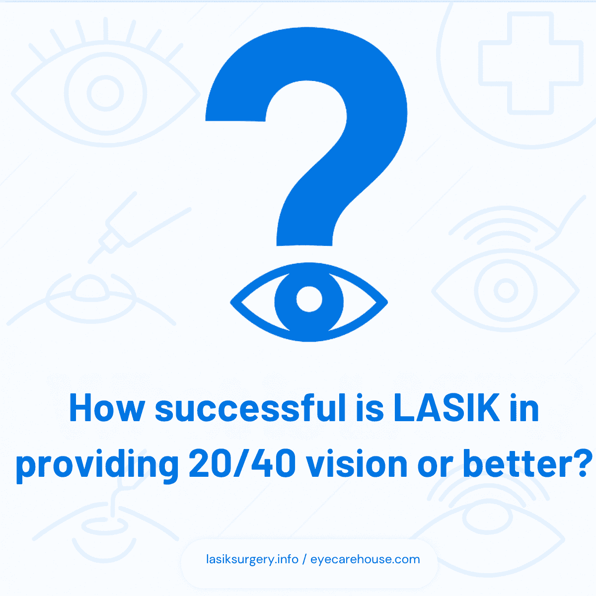 LASIK 20/40 Vision Success Rate Bar chart showing 98–99% of LASIK patients reach at least 20/40 vision
