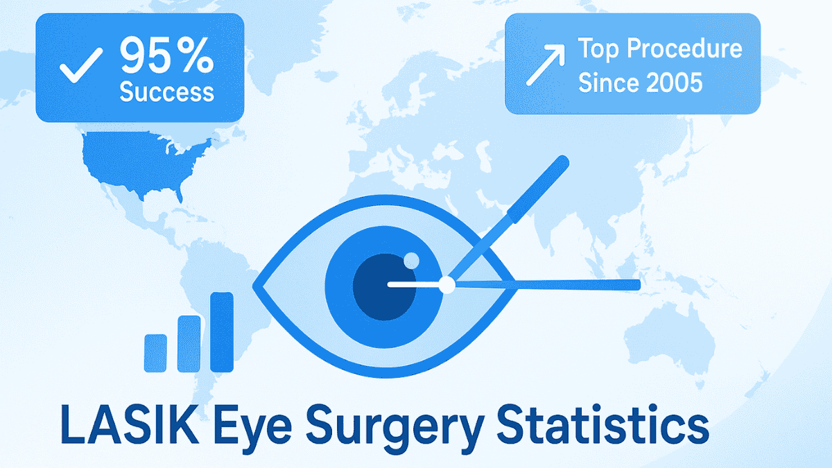 Comprehensive infographic outlining LASIK Eye Surgery Statistics on safety, efficacy, and long-term patient results.