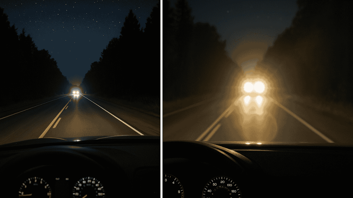 Vision clarity comparison after LASIK vs with glasses at night