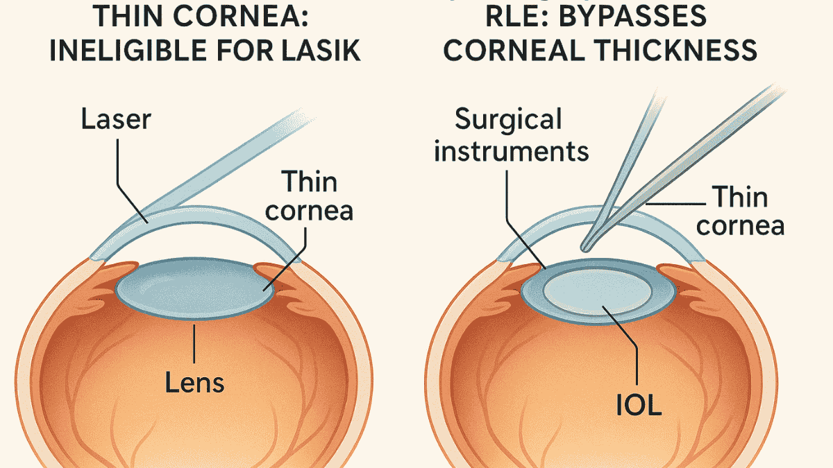 Comparison of LASIK unsuitability for thin corneas and RLE as alternative