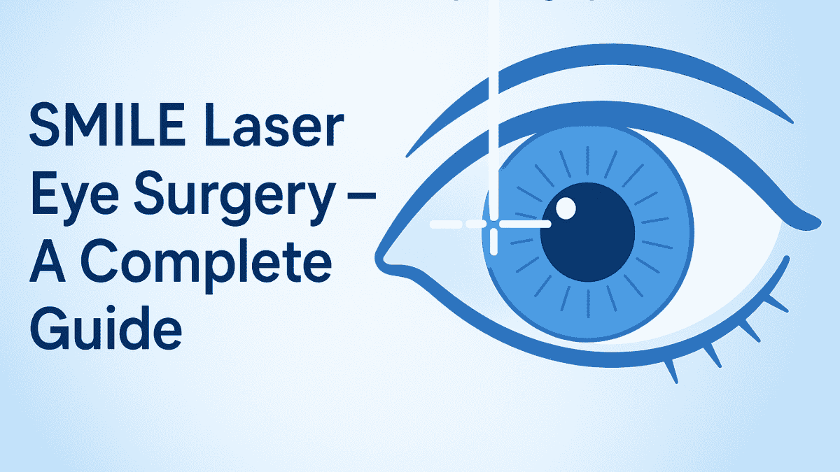 Cover image featuring an illustrated human eye with laser beam and blog title about SMILE laser eye surgery.