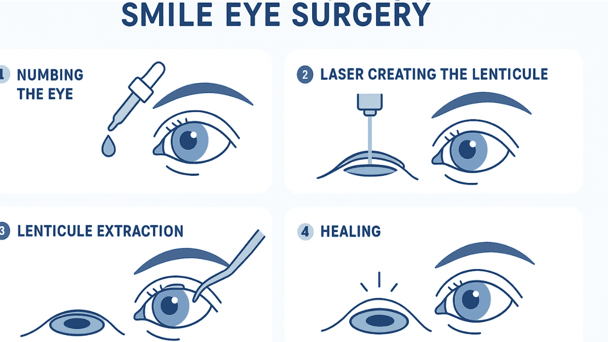 Step-by-step infographic explaining how SMILE laser eye surgery is performed.