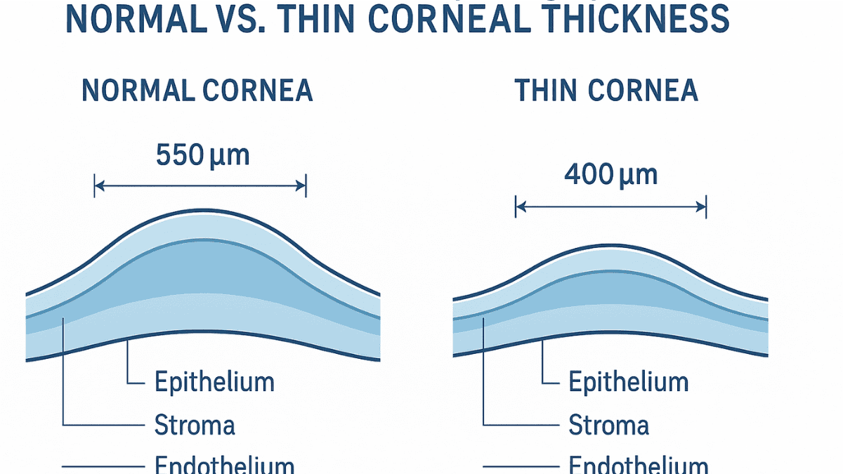 Diagram explaining corneal thickness relevance in thin cornea LASIK