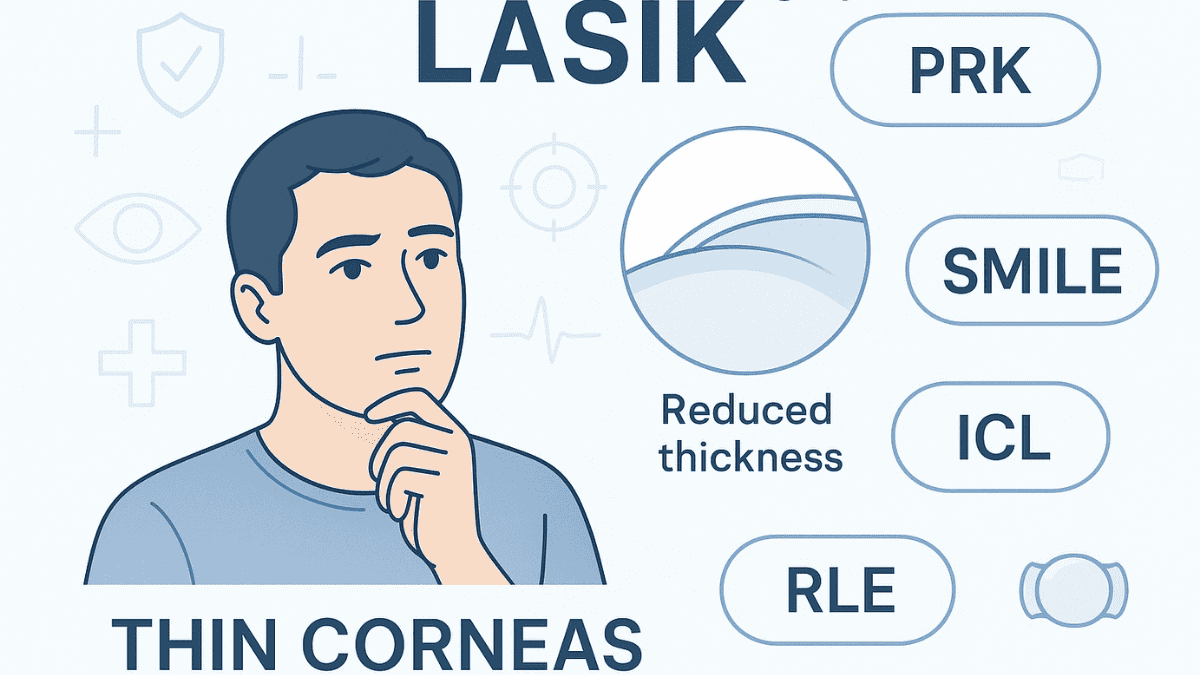 Illustration of vision correction options for thin cornea LASIK candidates