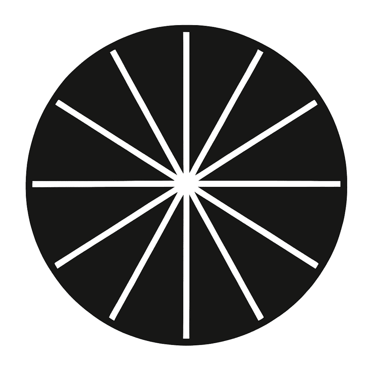Astigmatism test image with radial black lines in a circular pattern
