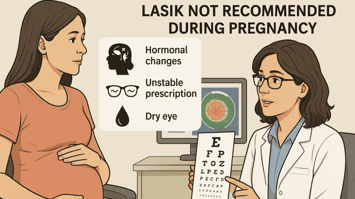 Pregnant woman being advised against laser eye surgery