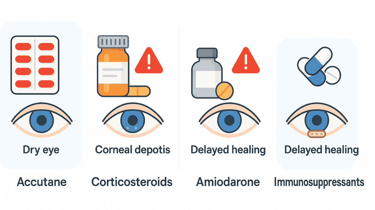 Certain medications may slow LASIK recovery or increase risk